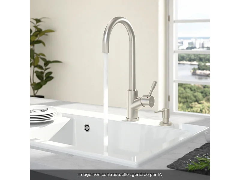 Robinet cuisine VILLEROY ET BOCH Umbrella + Distributeur de savon Acier massif