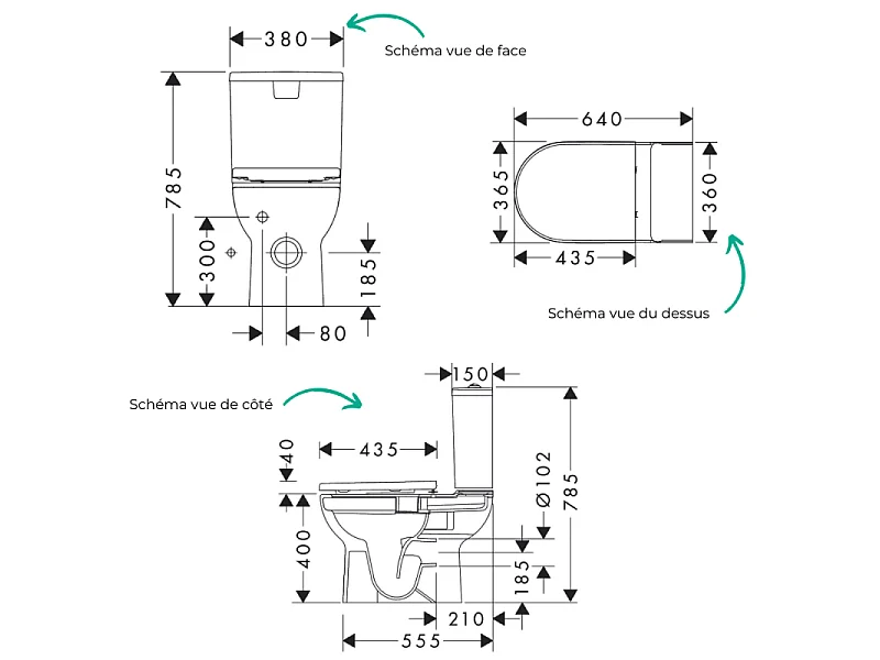 WC à poser sans bride sortie horizontale HANSGROHE GladeLake S avec abattant frein de chute