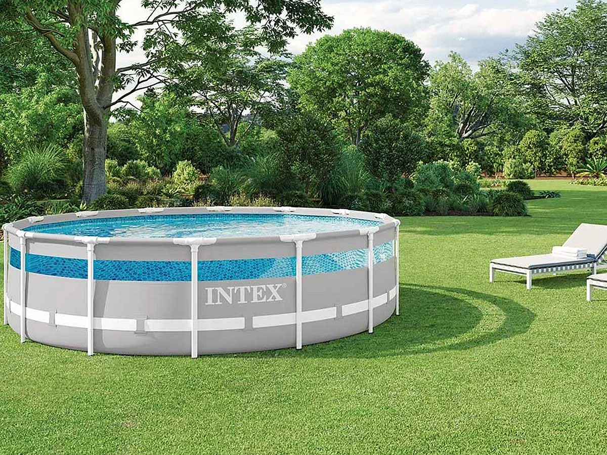 Kit Piscine Hors-Sol Tubulaire Fenêtre "Prism" 427x107cm Gris