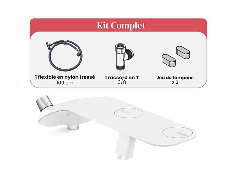 Kit bidet lavant pour abattant WC universel JACOB DELAFON Seine blanc brillant