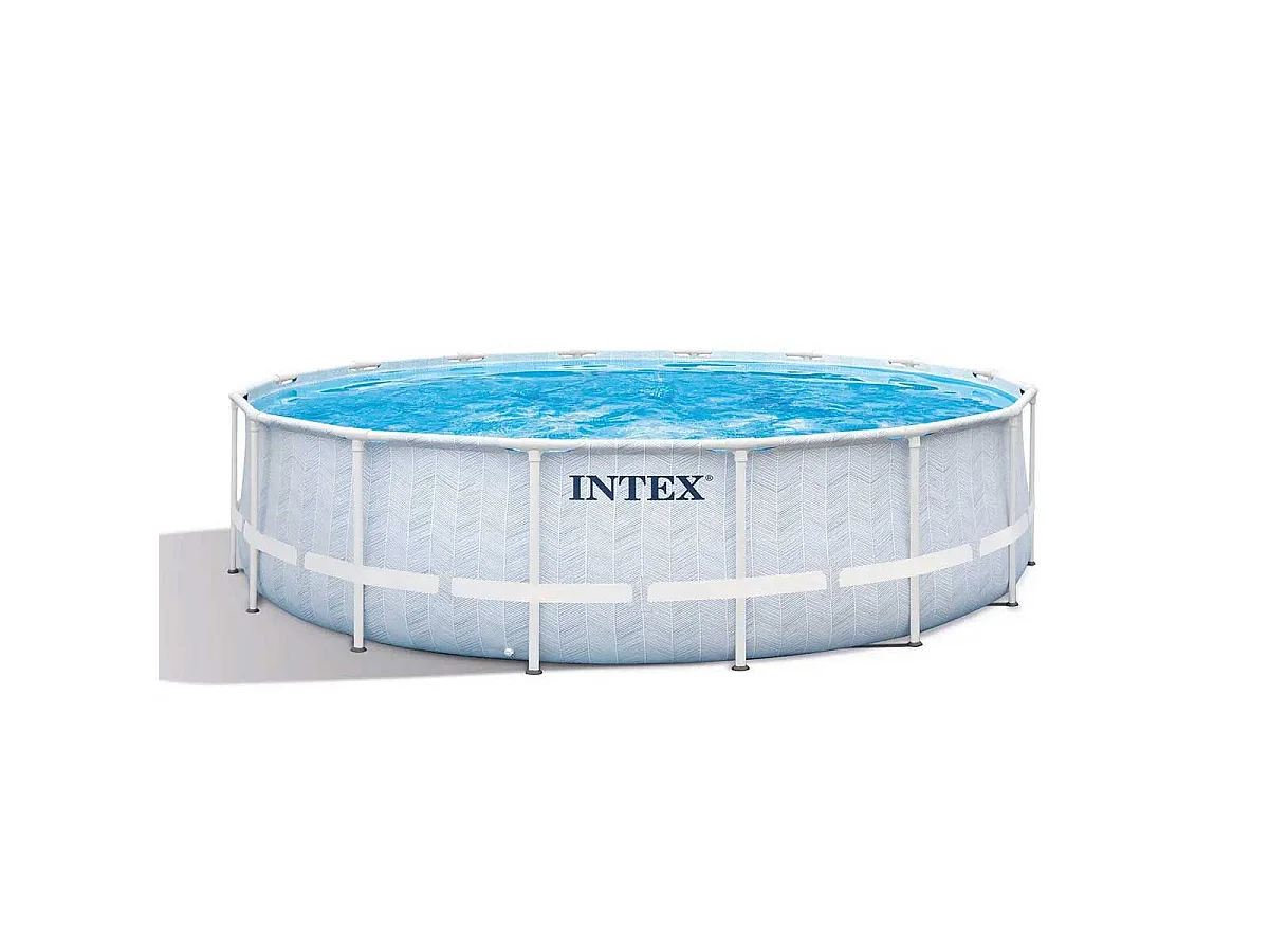 Kit Piscine Hors-Sol Tubulaire Ronde "Chevron" 488x122cm Gris