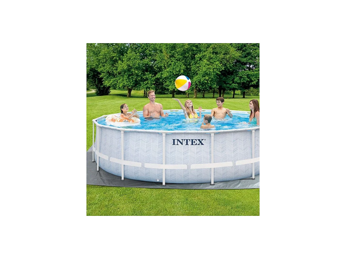 Kit Piscine Hors-Sol Tubulaire Ronde "Chevron" 488x122cm Gris