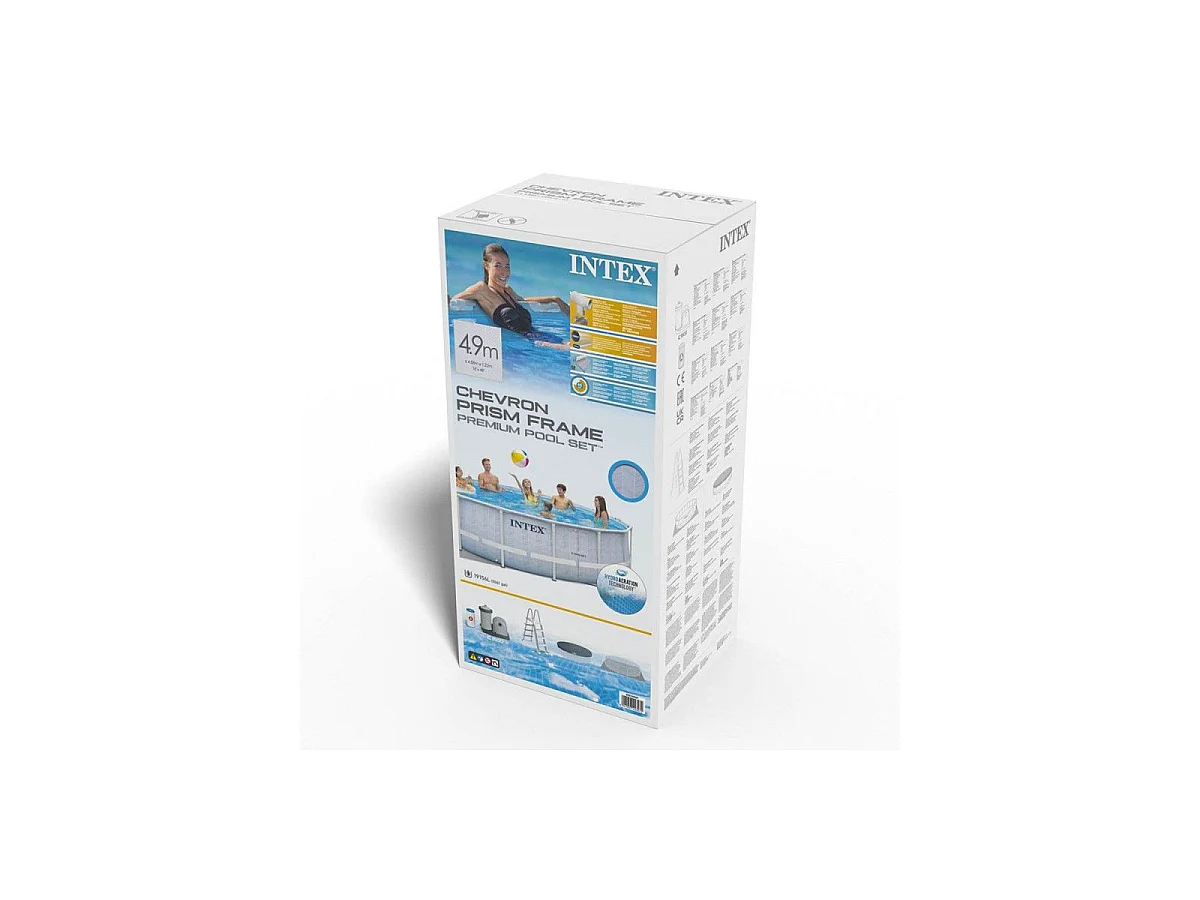 Kit Piscine Hors-Sol Tubulaire Ronde "Chevron" 488x122cm Gris