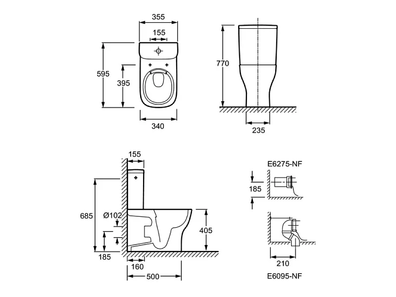 WC à poser compact sans bride sortie universelle JACOB DELAFON avec abattant extra-plat, déclipsable et frein de chute
