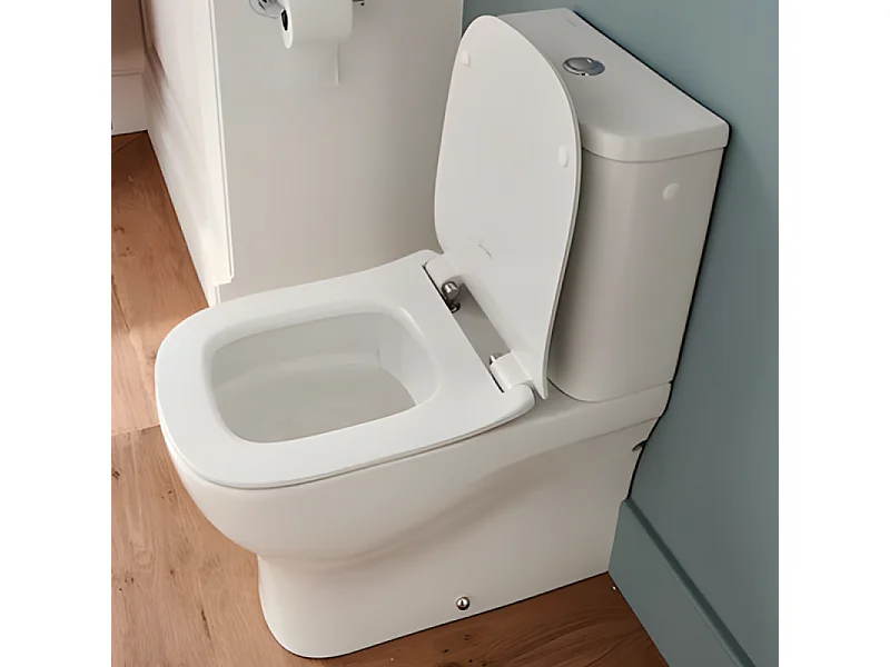 WC à poser compact sans bride sortie universelle JACOB DELAFON avec abattant extra-plat, déclipsable et frein de chute