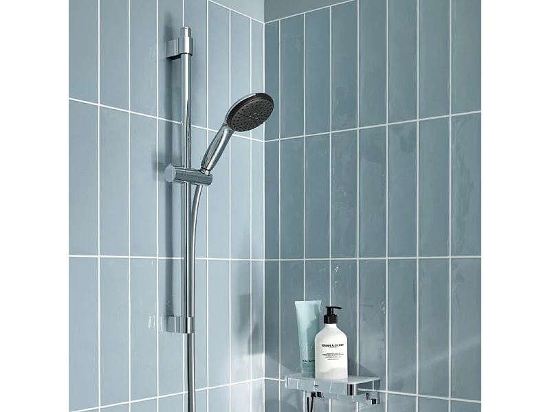 Pack mitigeur douche mécanique GROHE Quickfix Get + Ensemble rond barre et pommeau de douche 2 jets Vitalio Comfort 110 Chromé