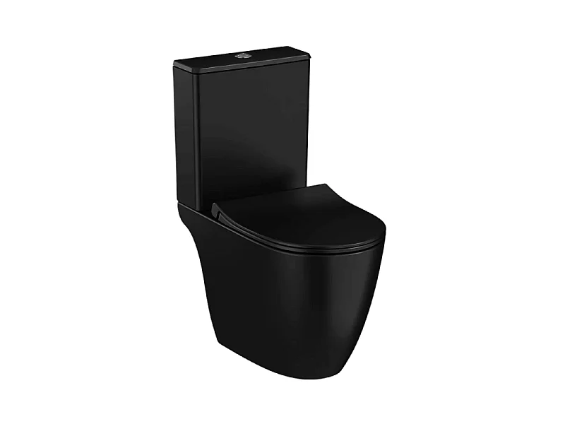 WC à poser sans bride VitrA Sento + abattant slim freinde chute noir mat