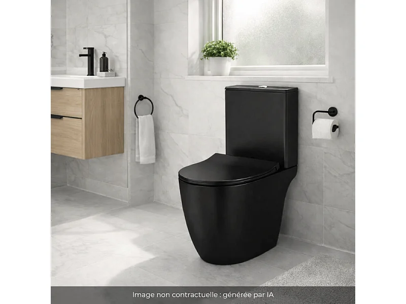 WC à poser sans bride VitrA Sento + abattant slim freinde chute noir mat