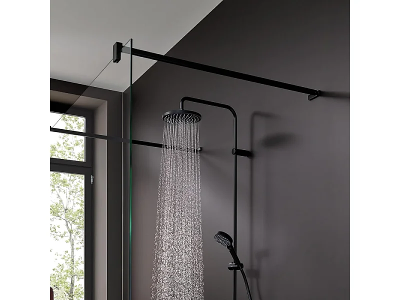 Pack mitigeur bain douche mécanique HANSGROHE Vernis Blend + colonne HANSGROHE Vernis Blend 200 noir mat