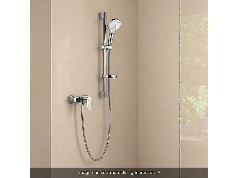 Pack mitigeur douche mécanique HANSGROHE Vernis Blend chromé + Ensemble de douche Crometta 2 jets blanc/chromé