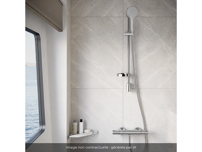Pack mitigeur douche thermostatique HANSGROHE Ecostat Comfort chromé + Ensemble de douche Crometta 2 jets blanc/chromé