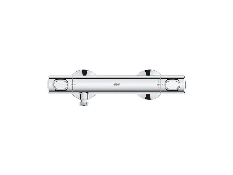 GROHE Mitigeur thermostatique douche Precision Flow, montage mural, protection anti-brulure, raccord filete 1/2, chrome,34840000