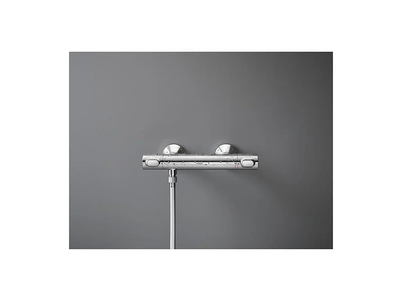 GROHE Mitigeur thermostatique douche Precision Flow, montage mural, protection anti-brulure, raccord filete 1/2, chrome,34840000