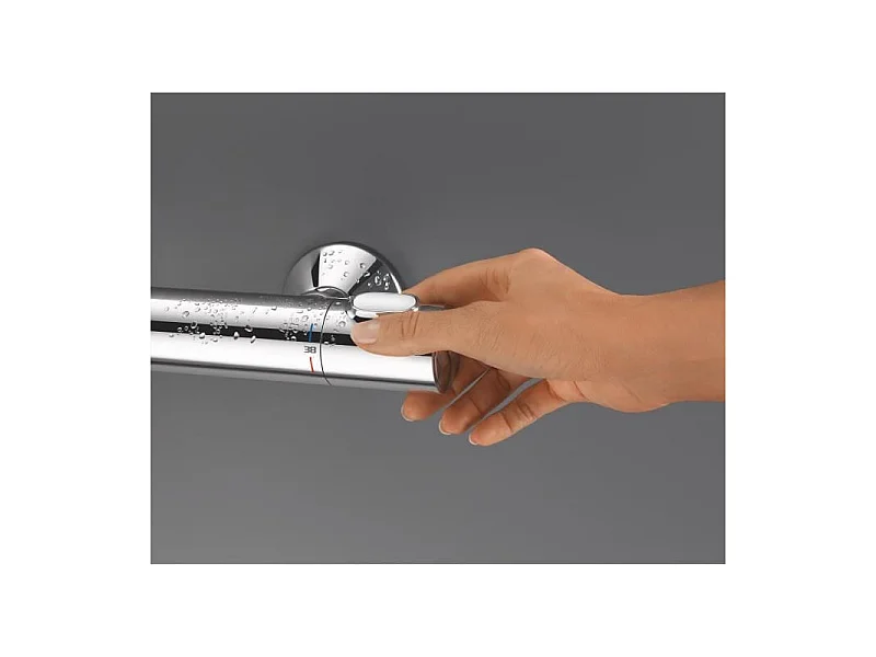 GROHE Mitigeur thermostatique douche Precision Flow, montage mural, protection anti-brulure, raccord filete 1/2, chrome,34840000