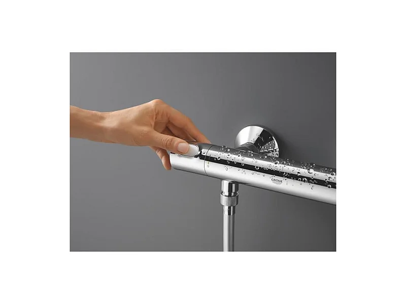 GROHE Mitigeur thermostatique douche Precision Flow, montage mural, protection anti-brulure, raccord filete 1/2, chrome,34840000