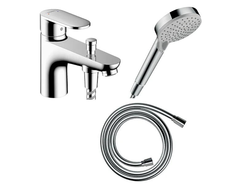 Pack mitigeur bain douche mécanique HANSGROHE Vernis Blend C2 + Pommeau de douche Vernis Blend + Flexible Isiflex chromé