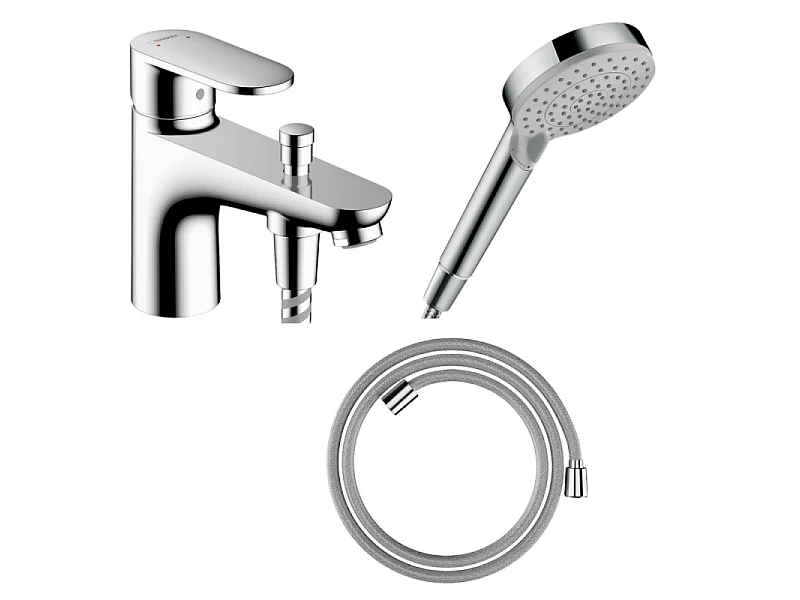 Pack mitigeur bain douche mécanique HANSGROHE Vernis Blend C2 + Pommeau de douche Vernis Blend + Flexible Designflex chromé