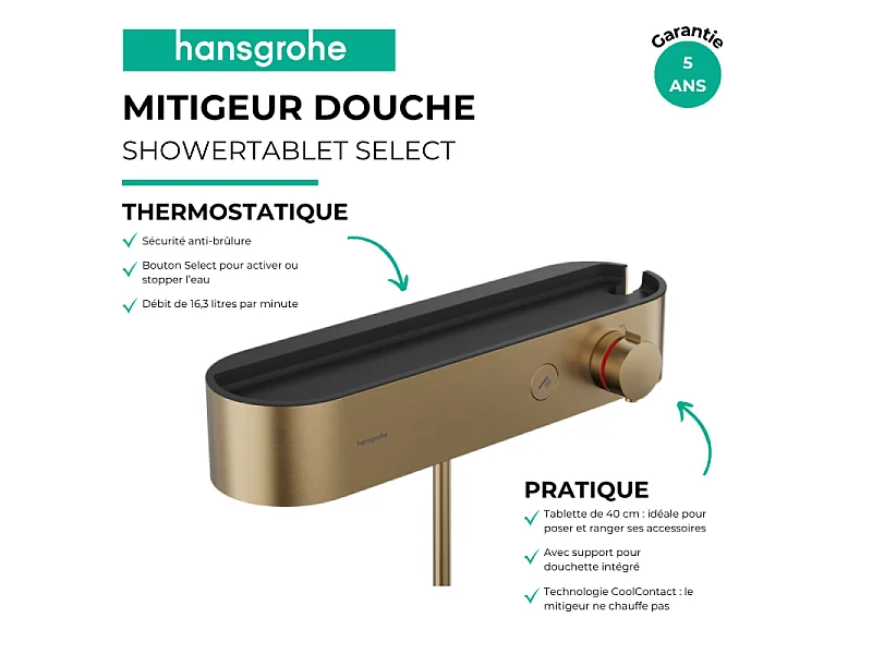 Mitigeur douche thermostatique HANSGROHE ShowerTablet Select 400 Bronze brossé