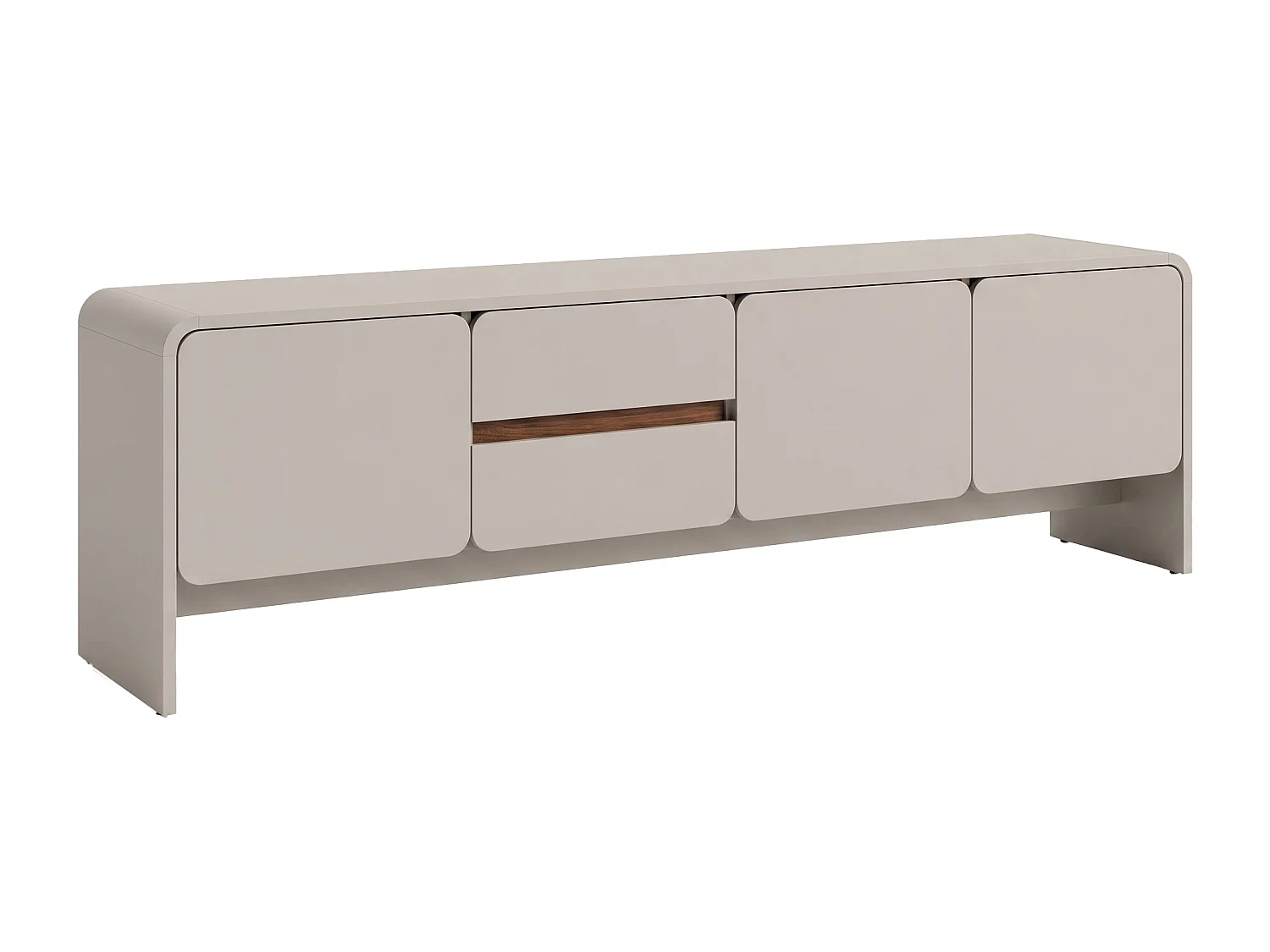Meuble TV avec 3 portes et 2 tiroirs - Beige et naturel foncé - DYSARA