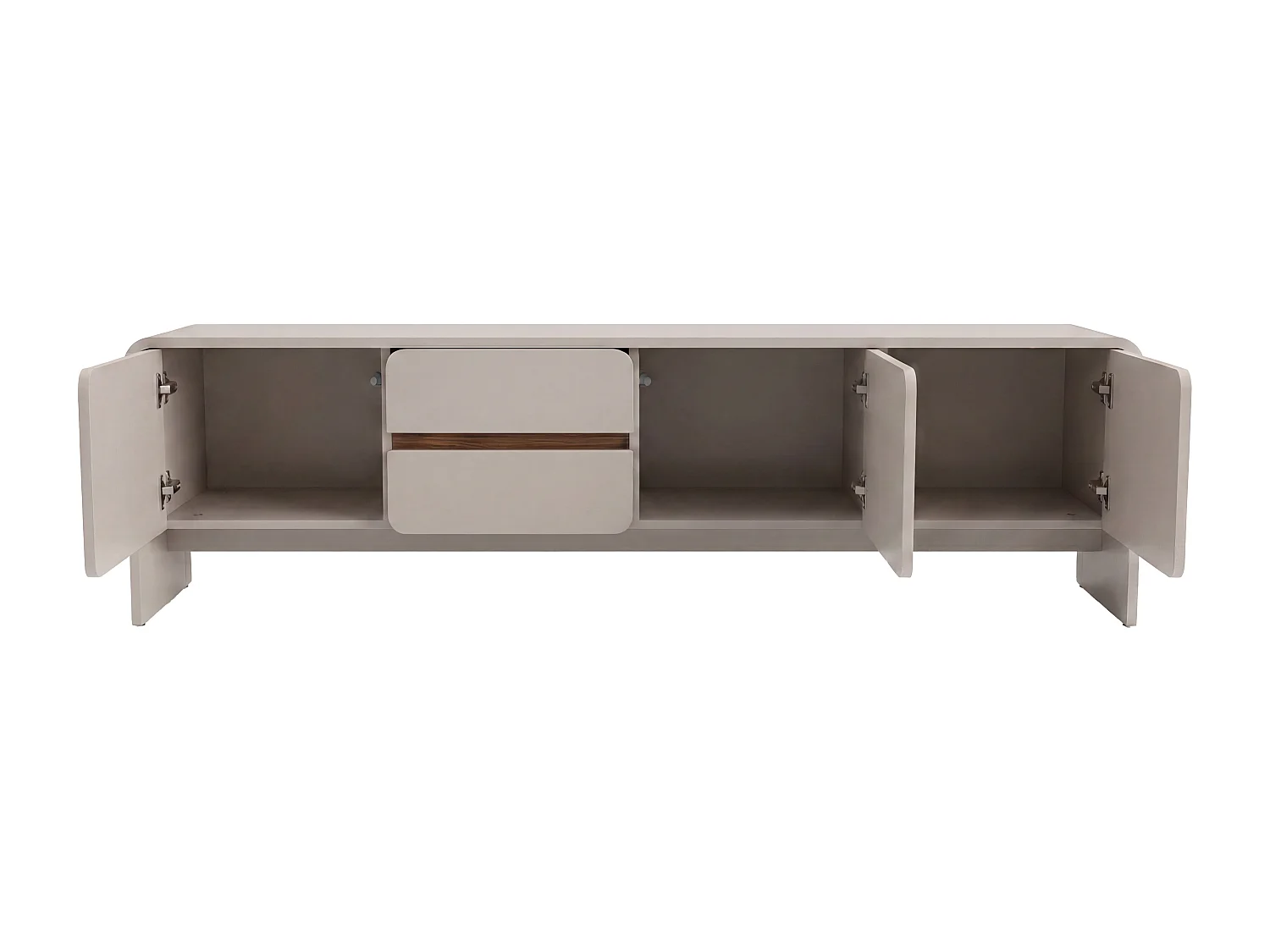 Meuble TV avec 3 portes et 2 tiroirs - Beige et naturel foncé - DYSARA