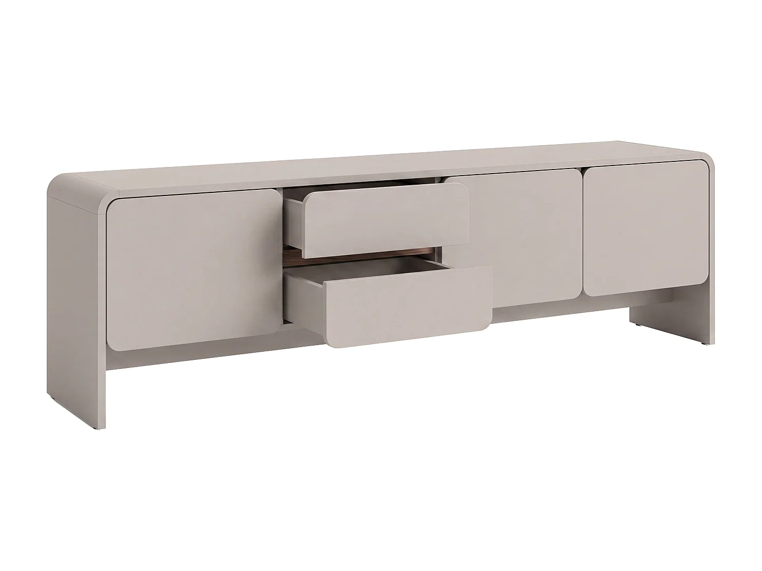Meuble TV avec 3 portes et 2 tiroirs - Beige et naturel foncé - DYSARA