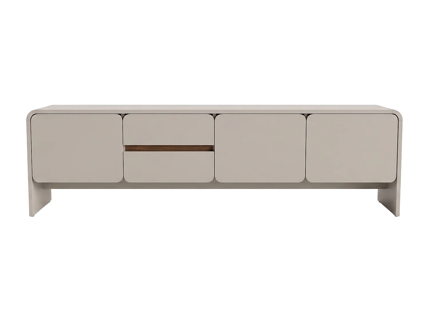 Meuble TV avec 3 portes et 2 tiroirs - Beige et naturel foncé - DYSARA