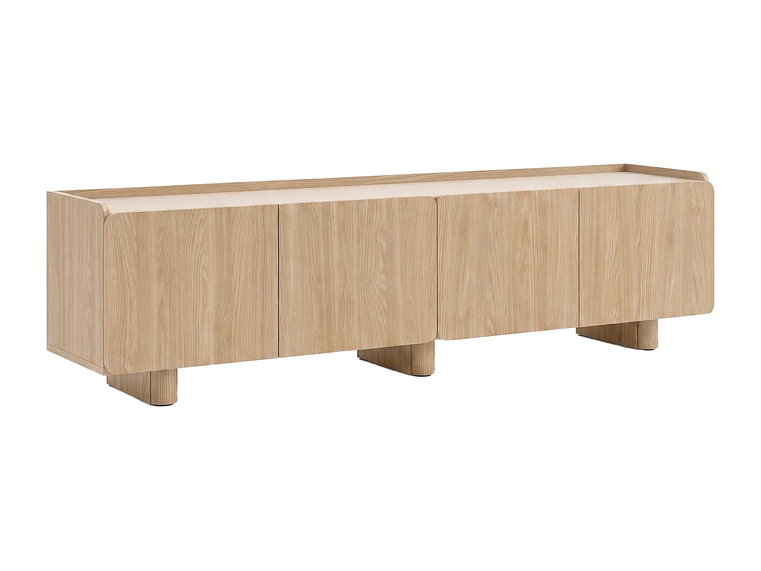 Meuble TV avec 4 portes - Naturel clair et beige - NOZYLO