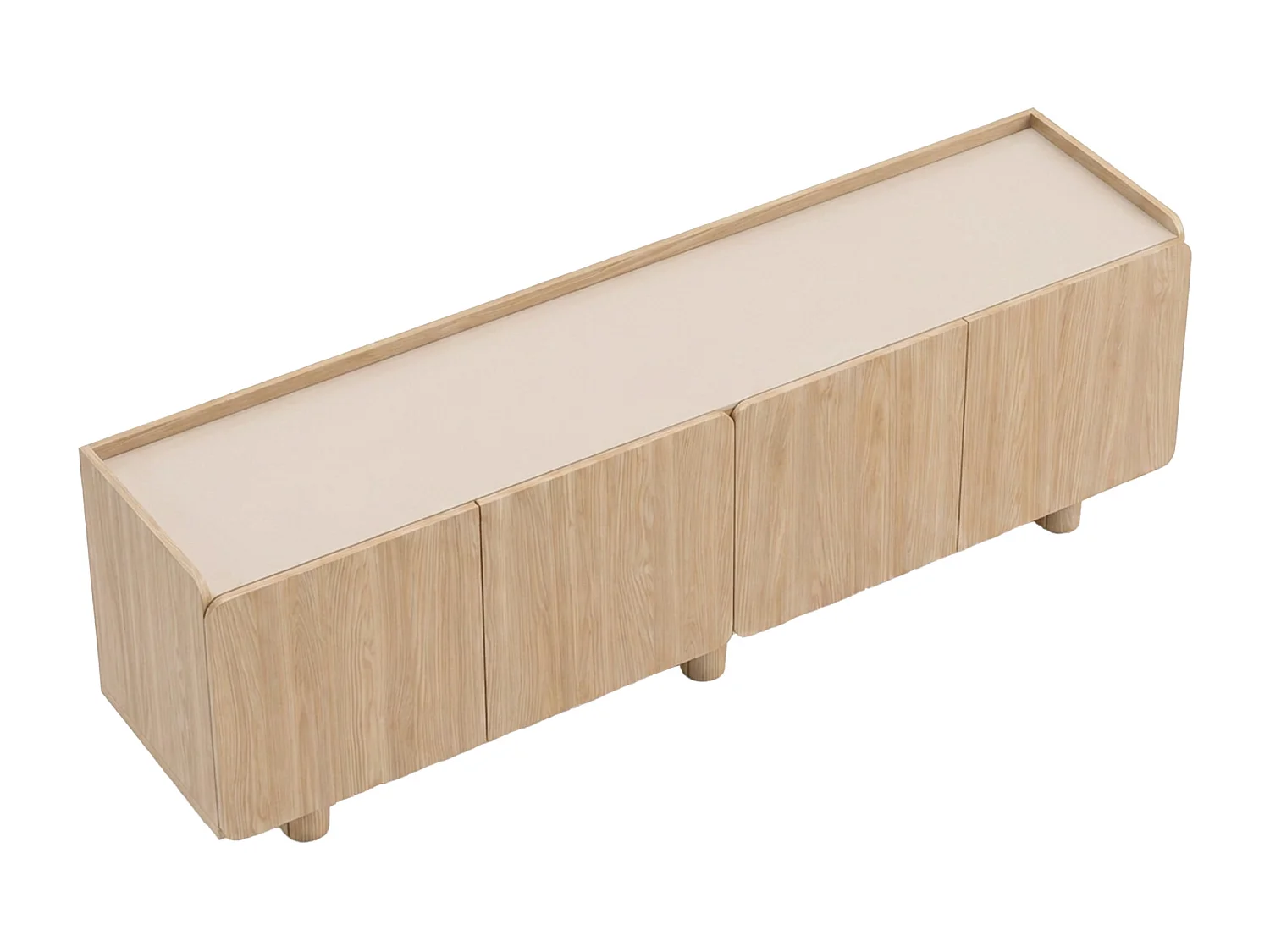 Meuble TV avec 4 portes - Naturel clair et beige - NOZYLO