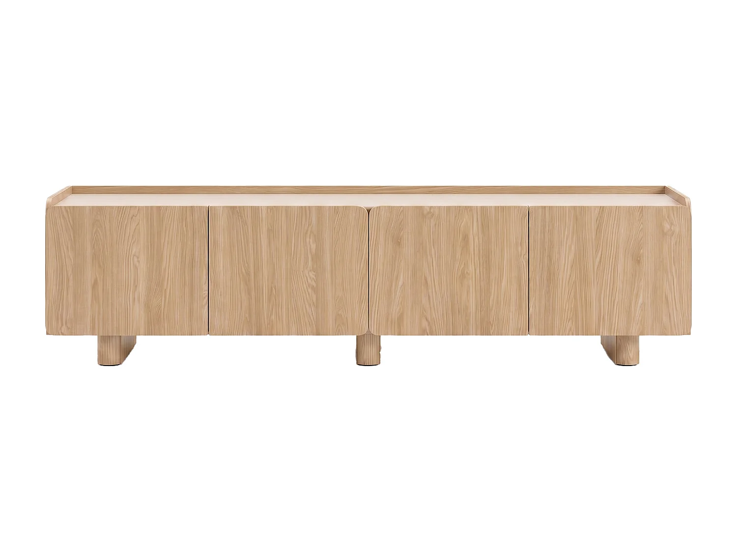 Meuble TV avec 4 portes - Naturel clair et beige - NOZYLO