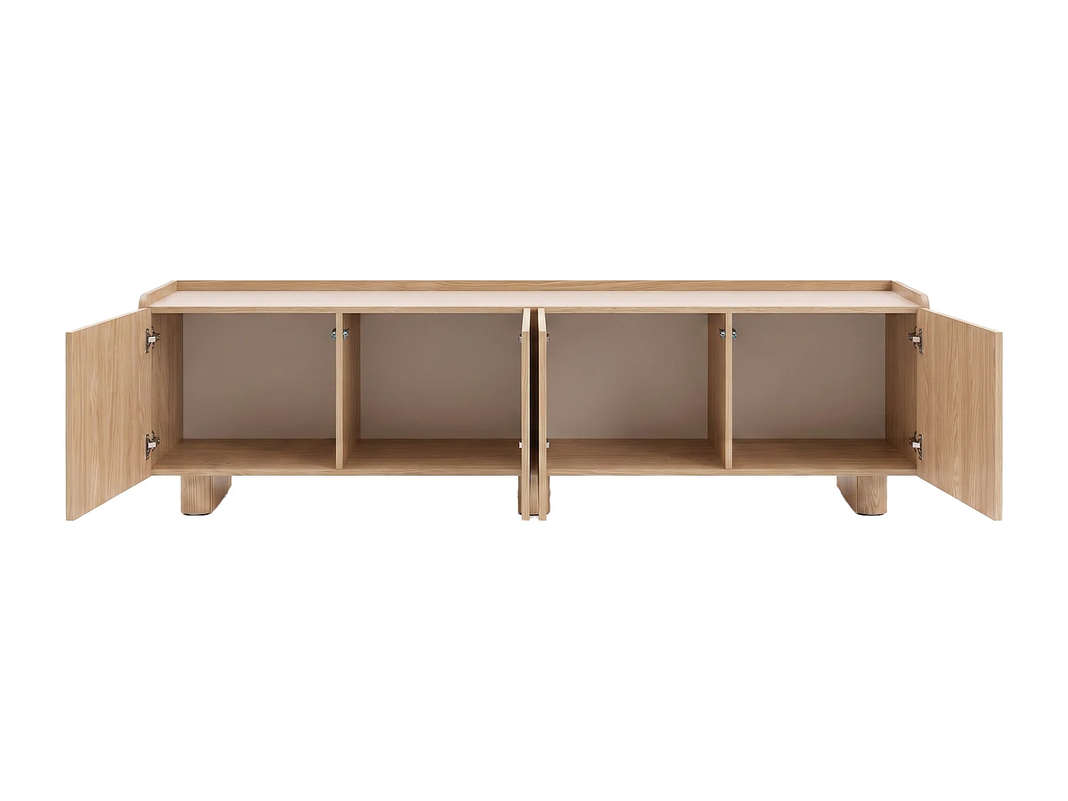 Meuble TV avec 4 portes - Naturel clair et beige - NOZYLO
