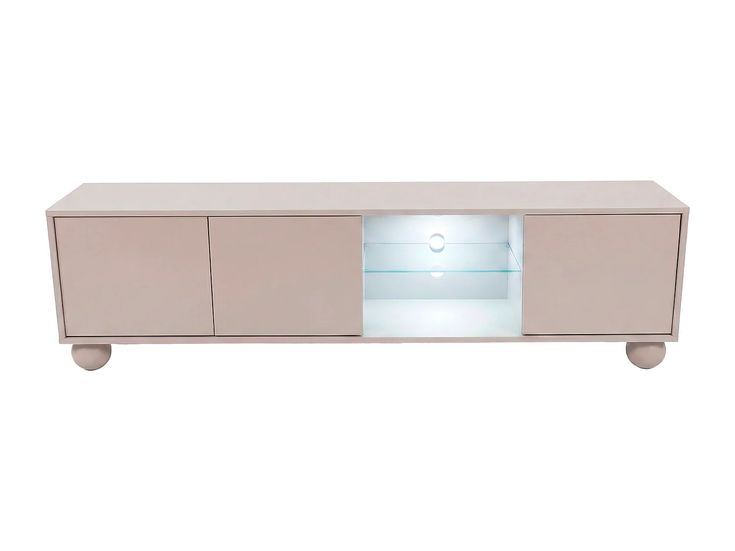 Meuble TV 3 portes et 2 niches avec LEDs - Beige - MYVARO