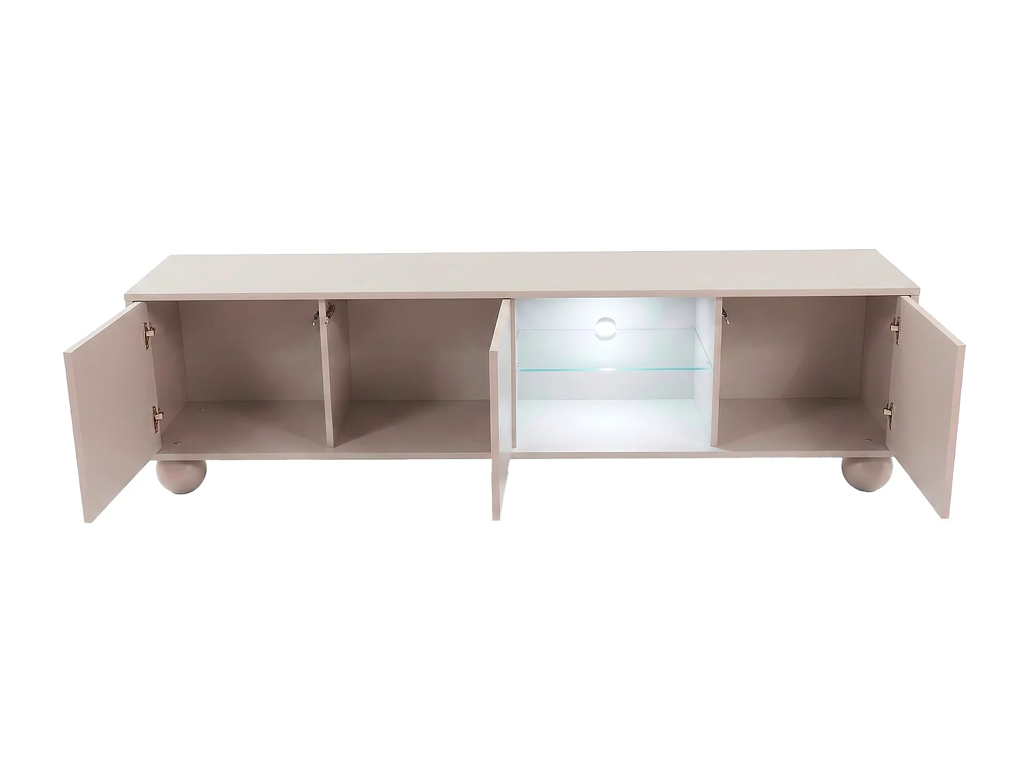 Meuble TV 3 portes et 2 niches avec LEDs - Beige - MYVARO