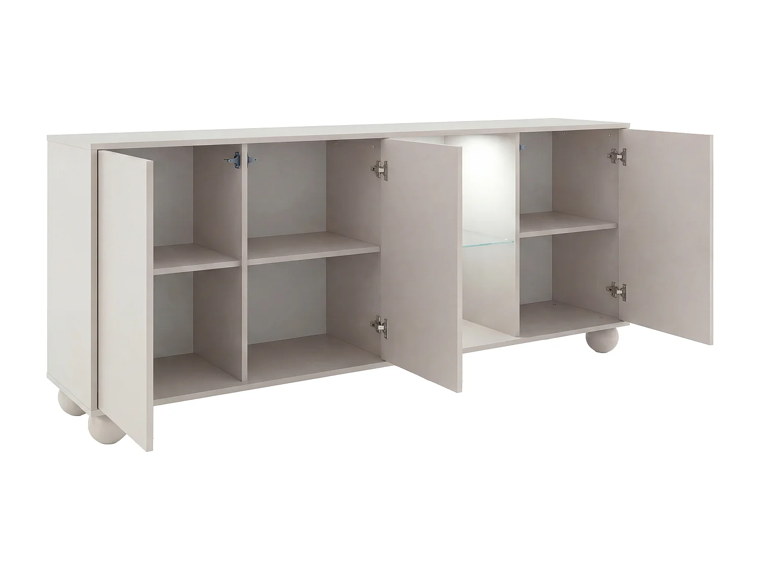 Buffet 3 portes et 2 niches avec LEDs - Beige - MYVARO
