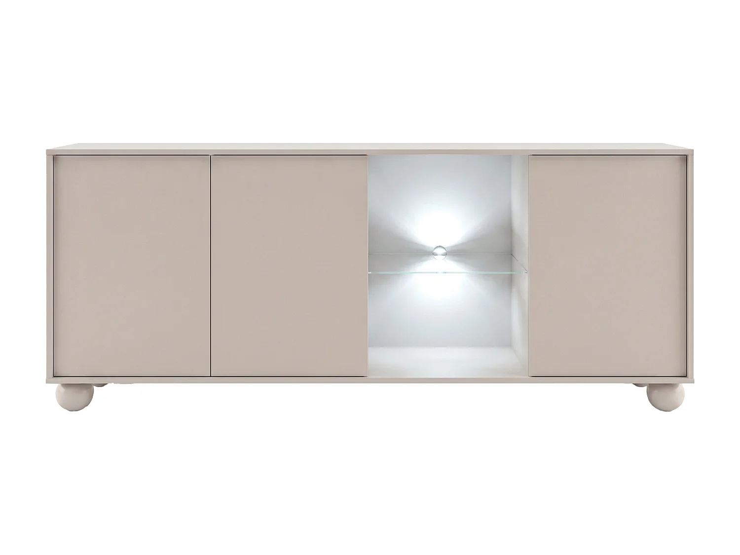 Buffet 3 portes et 2 niches avec LEDs - Beige - MYVARO