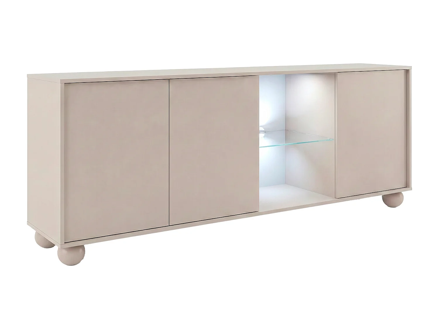 Buffet 3 portes et 2 niches avec LEDs - Beige - MYVARO