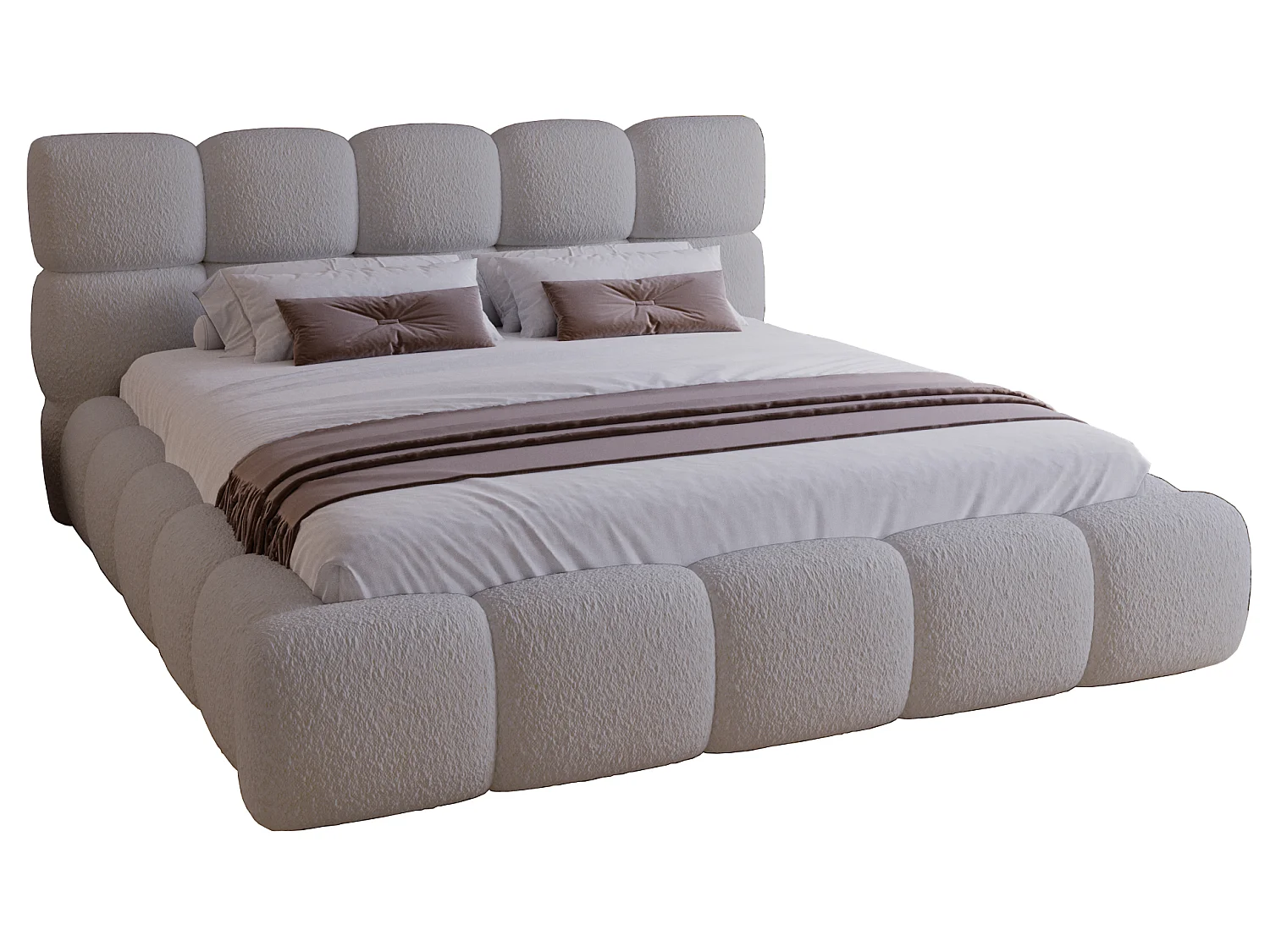 Lit rembourré 180x200 cm Lucca - lit coffre, bouclé, sommier - Gris clair (Lambi 11)