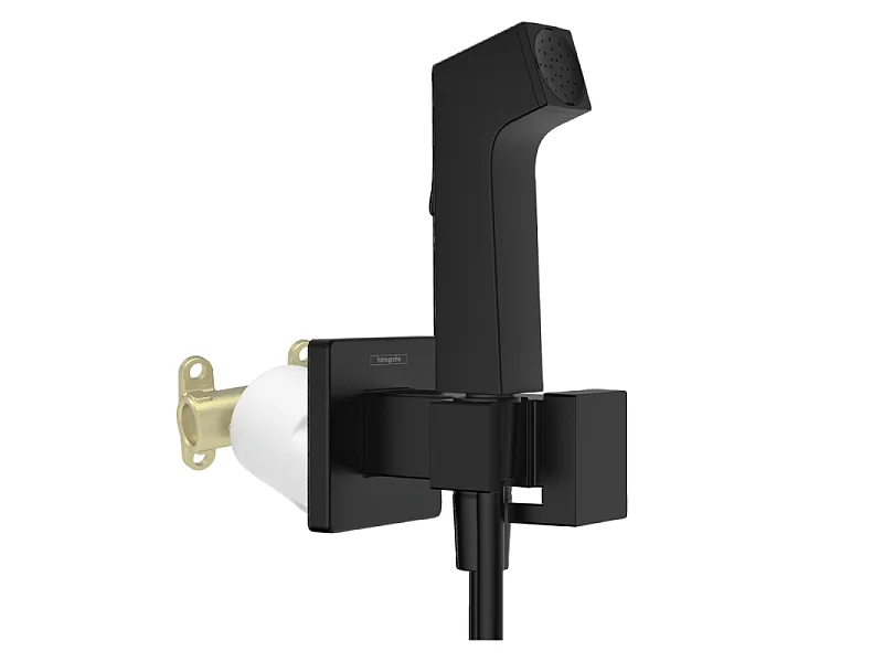 Douchette bidette HANSGROHE EcoSmart E avec robinet d'arret et corps d'encastrement Noir mat