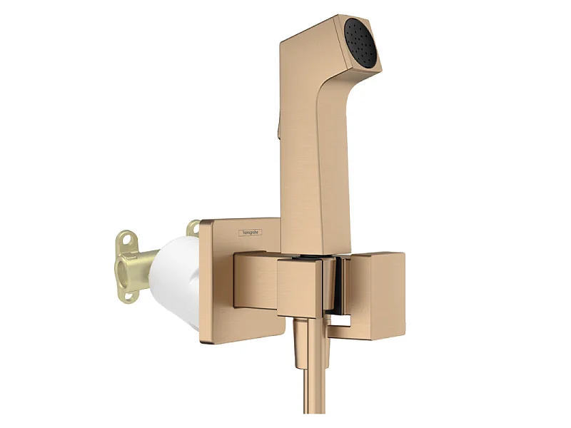 Douchette bidette HANSGROHE EcoSmart E avec robinet d'arret et corps d'encastrement Bronze brossé