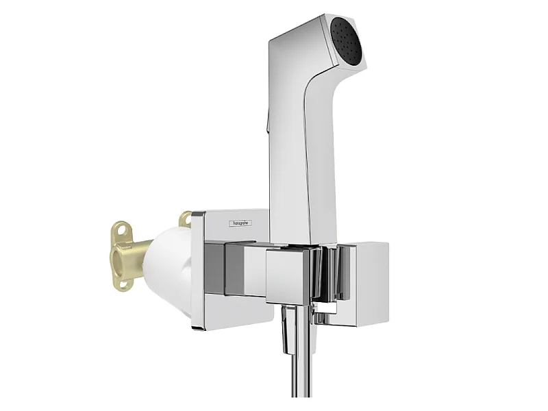 Douchette WC HANSGROHE EcoSmart E avec robinet d'arret et corps d'encastrement Chromé