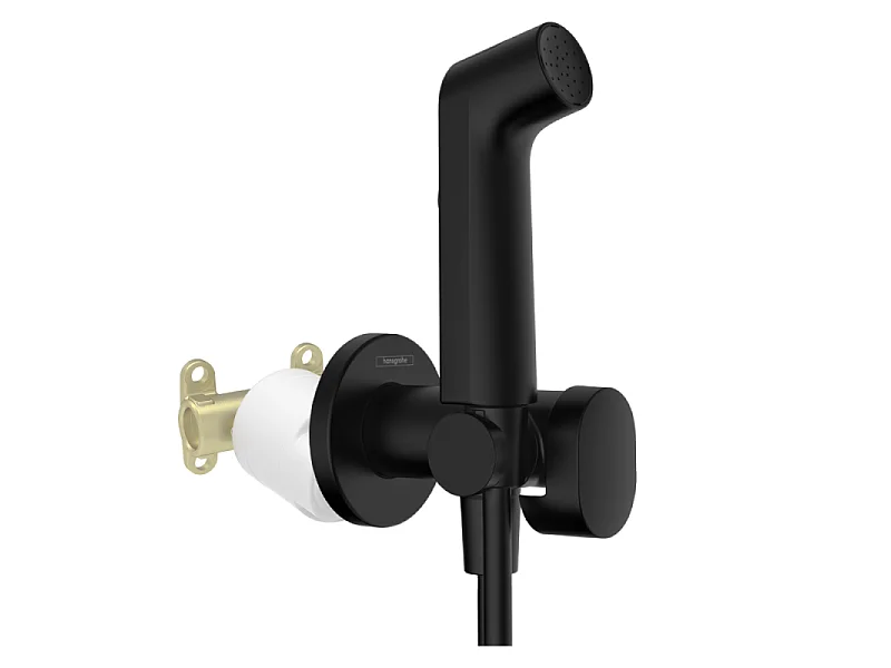 Douchette bidette HANSGROHE EcoSmart S avec robinet d'arret et corps d'encastrement Noir mat