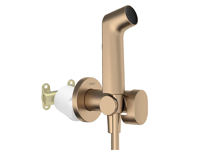 Douchette bidette HANSGROHE EcoSmart S avec robinet d'arret et corps d'encastrement Bronze brossé