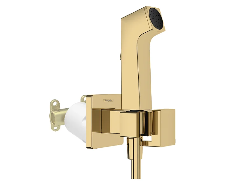 Douchette bidette HANSGROHE EcoSmart E avec robinet d'arret et corps d'encastrement Aspect doré poli