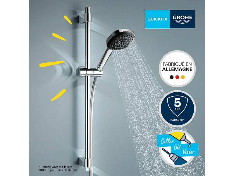 Ensemble de douche avec barre sans mitigeur 3 jets GROHE Vitalio Comfort 110 Chromé