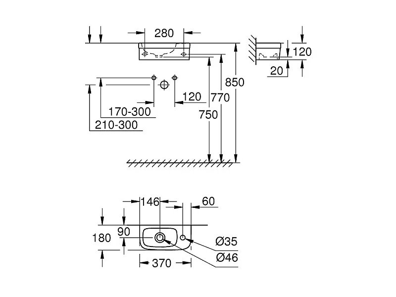 GROHE - Lave mains Euro Ceramic 37x18 cm