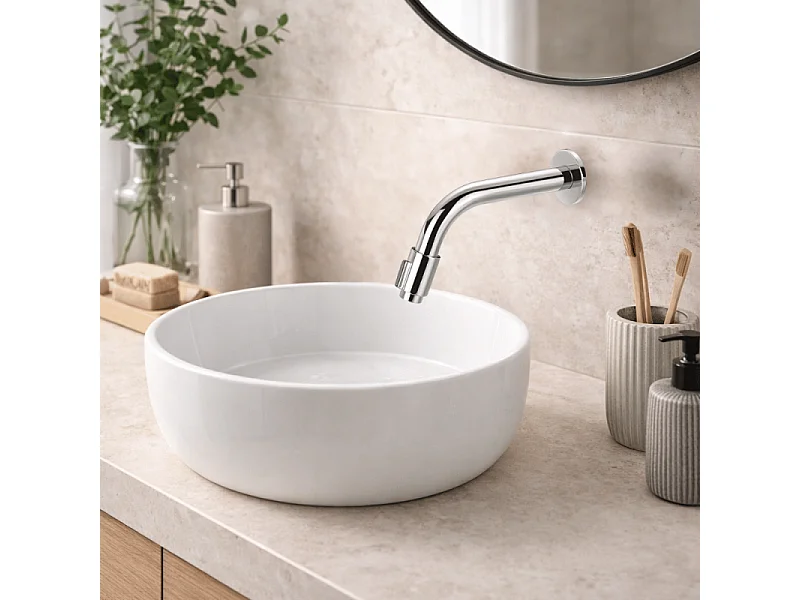 Robinet simple mural lave-mains type bar eau froide PAINI Espace toilette chromé