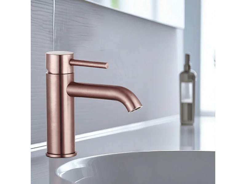Mitigeur lavabo bec bas PAINI Ortence bronze cuivré avec vidage clic clac