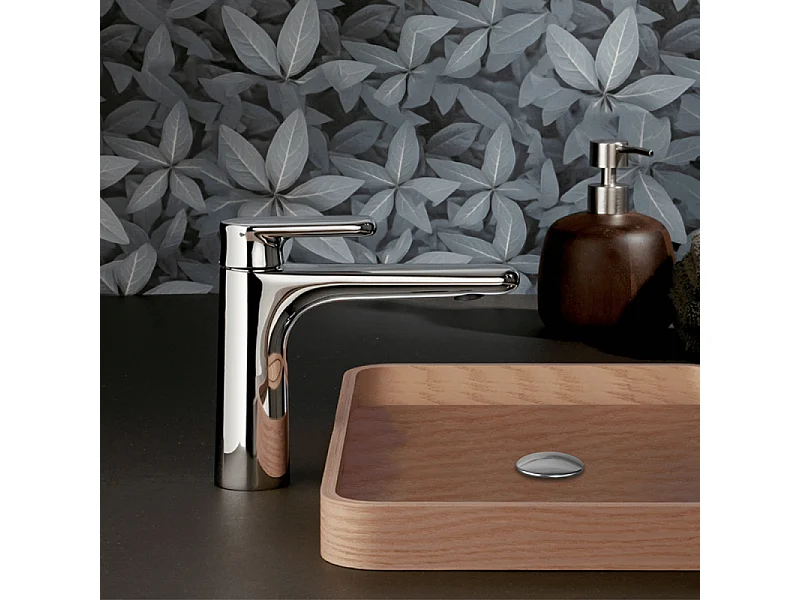 Mitigeur lavabo bec bas PAINI Stone chromé avec vidage clic clac