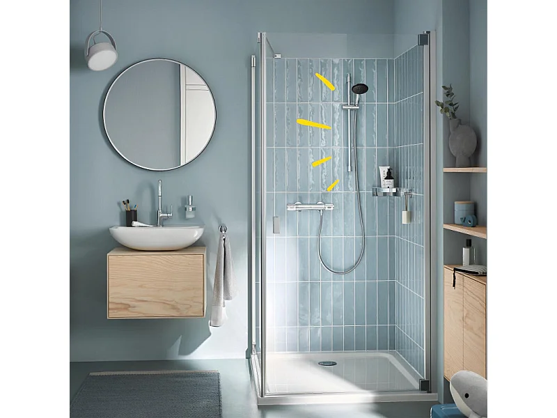 Ensemble de douche GROHE 34791001 Precision Feel mitigeur thermostatique pommeau 3 jets Chromé