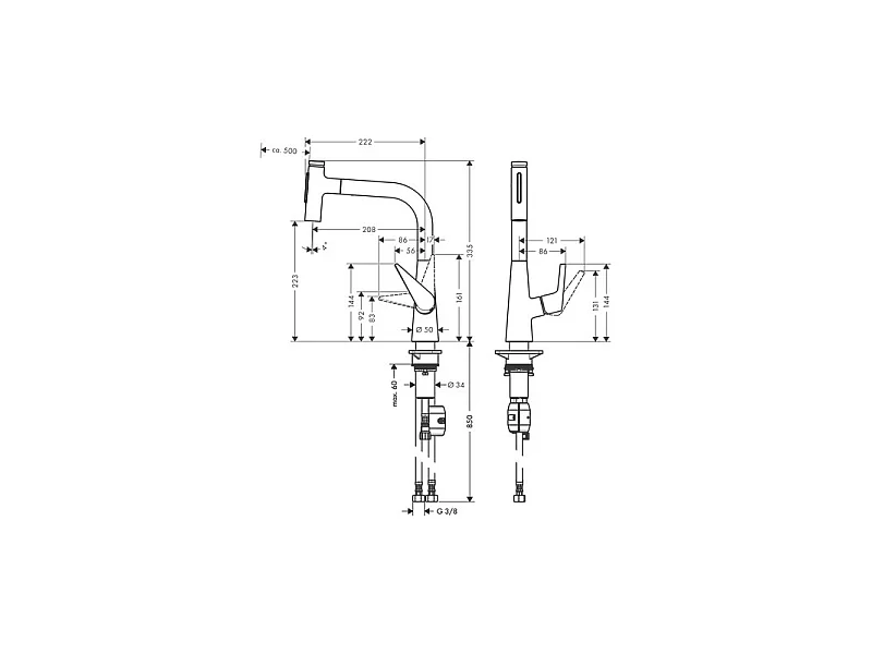Robinet de cuisine avec douchette HANSGROHE Talis Select M51 220 2 jets chromé