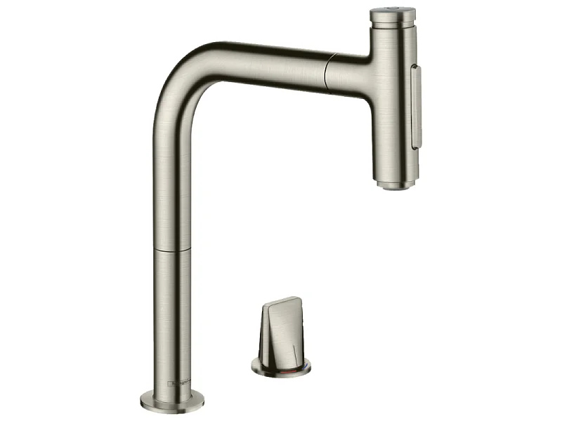 Robinet de cuisine encastré avec douchette HANSGROHE Metris Select M71 2 jets aspect acier inox